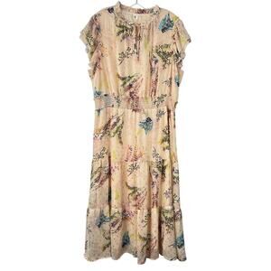 Autres Filles Pink/Gold Dress Layered Ruffle Glitter Cottagecore Flowy Size 2X